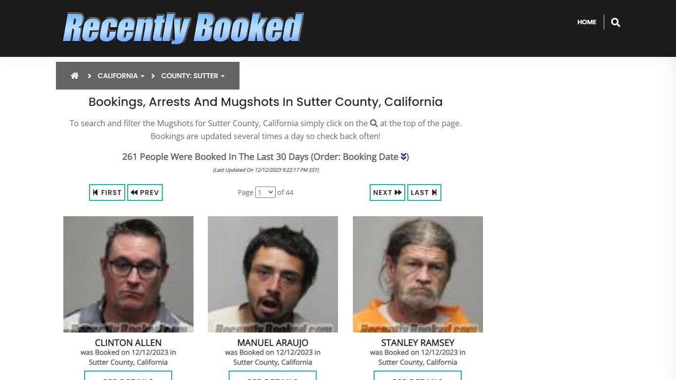 Bookings, Arrests and Mugshots in Sutter County, California